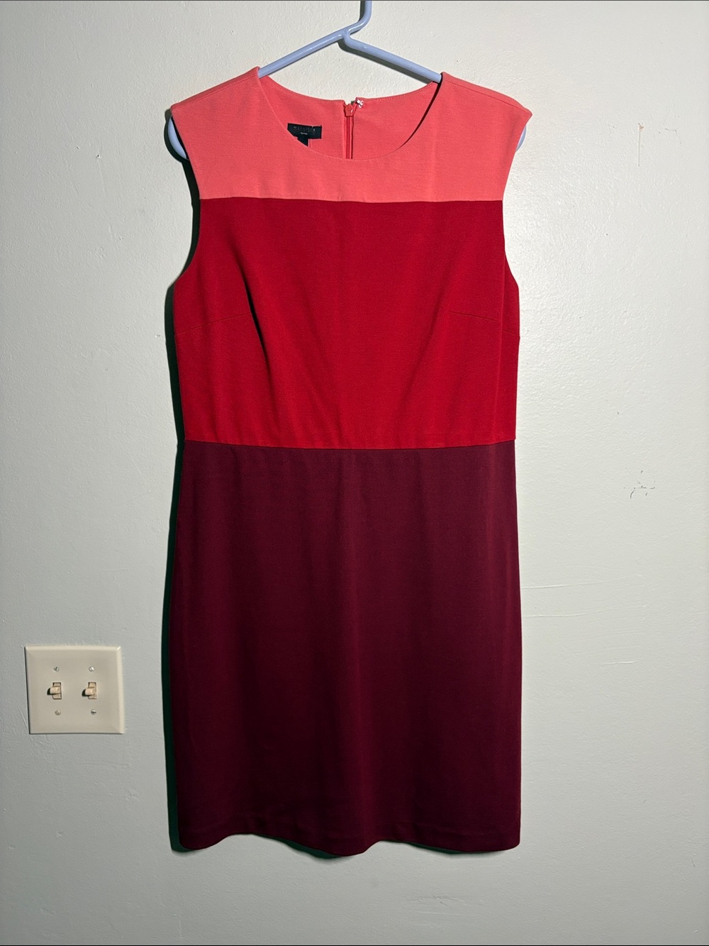 Talbots Coral, Red & Burgundy Colorblock Midi Dress 8P NWT